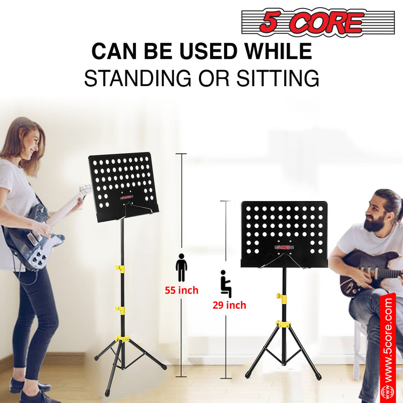5 Core Sheet Music Stand Professional Folding Adjustable Portable Orchestra Music Sheet Stands, Heavy Duty Super Sturdy MUS YLW-13