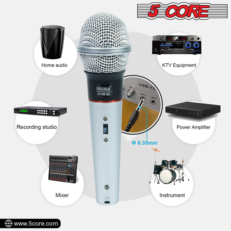 5 Core Microphone Karaoke XLR Wired Mic Professional Studio Microfonos w ON/OFF Switch Pop Filter Cardioid Unidirectional Pickup Handheld -PM 305-8