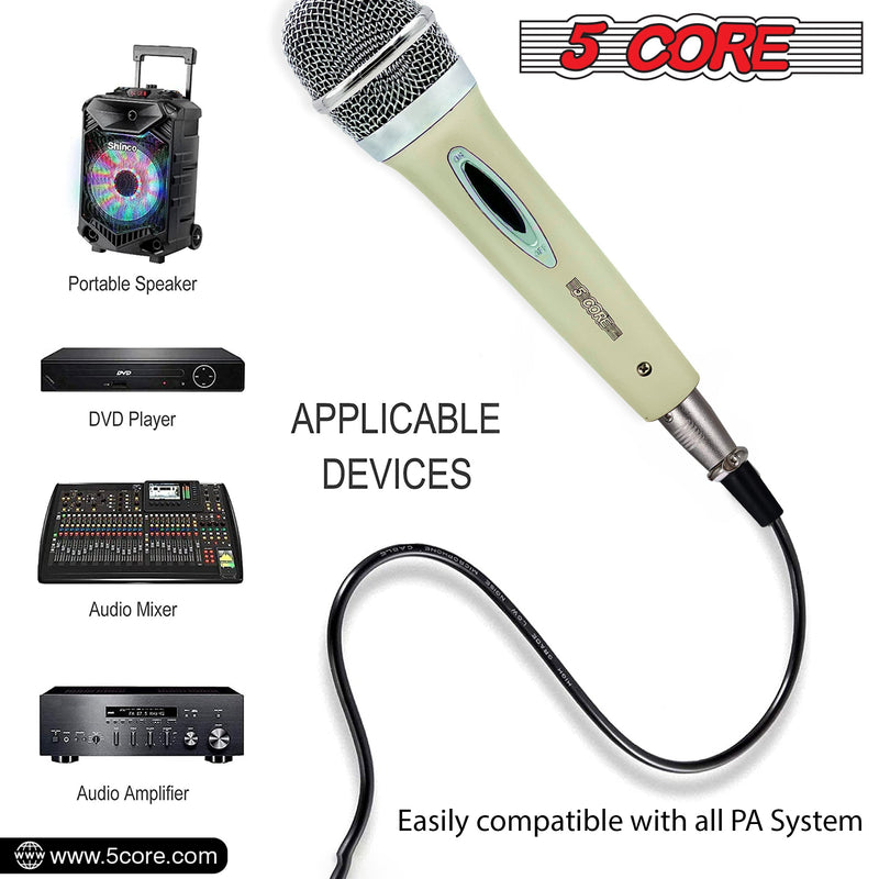 5 Core Microphone Karaoke XLR Wired Mic Professional Studio Microfonos w ON/OFF Switch Pop Filter Dynamic Cardioid Unidirectional Pickup -PM 286 WH-11