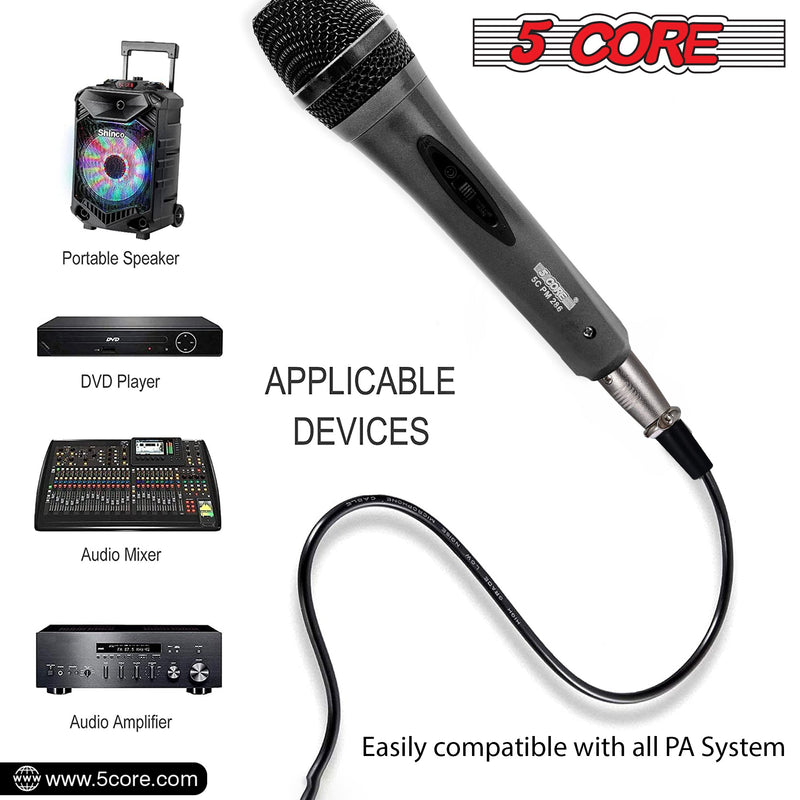 Microphone Pro Microfono Dynamic Mic XLR Audio Cardiod Vocal Karaoke 5Core PM-286-12