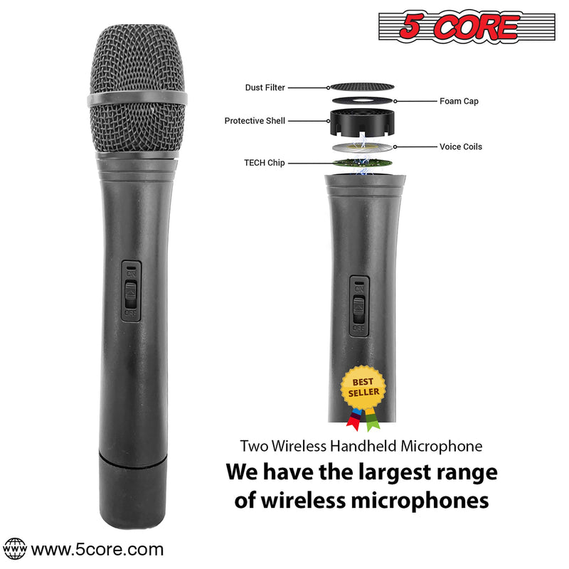 5Core VHF Dual Channel DIGITAL PRO Wireless Microphone System with Receiver WM 301 1M1C-4