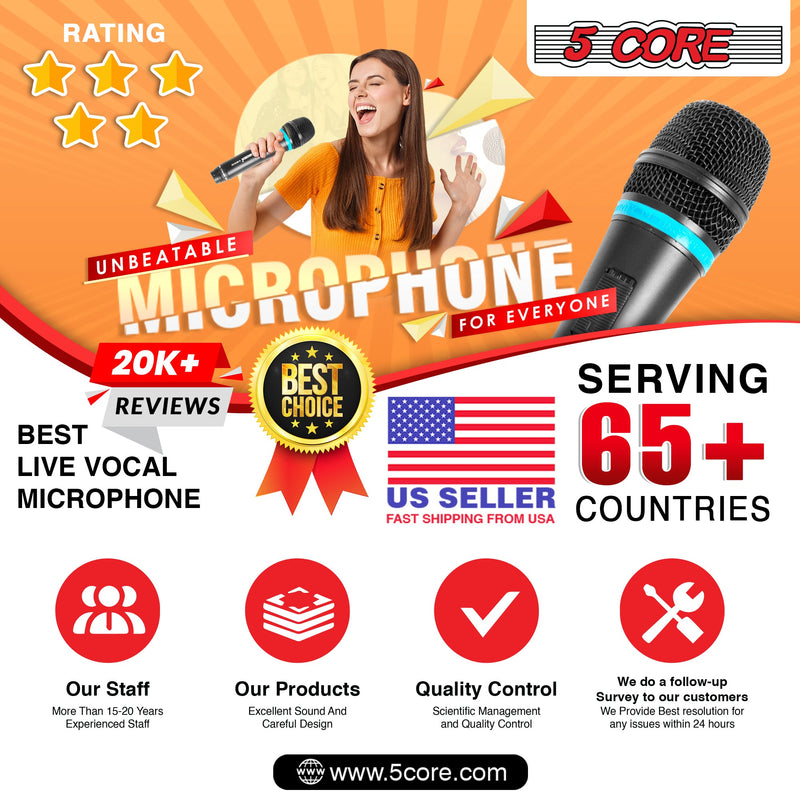 5Core Dynamic Microphone Cardioid Microphone Unidirectional Handheld Mic XLR Karaoke Microphone Singing ND-26X-14