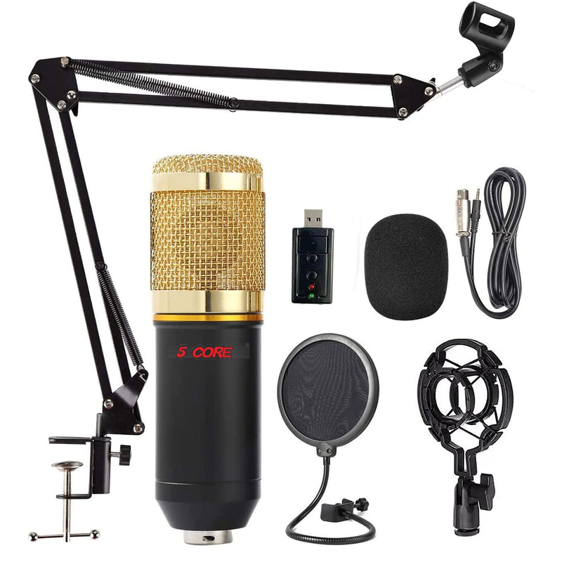 5Core Condenser Microphone Kit w/ Arm Stand Game Chat Audio Recording Computer REC SET-0