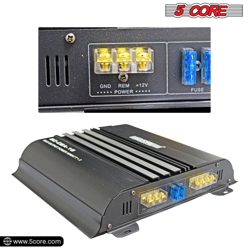 5 Core Car Amplifier 1800W Dual Channel Amplifiers Car Audio w MOSFET Power Supply Premium Amp with EQ Control Compact Car Audio System -CEA-16-2