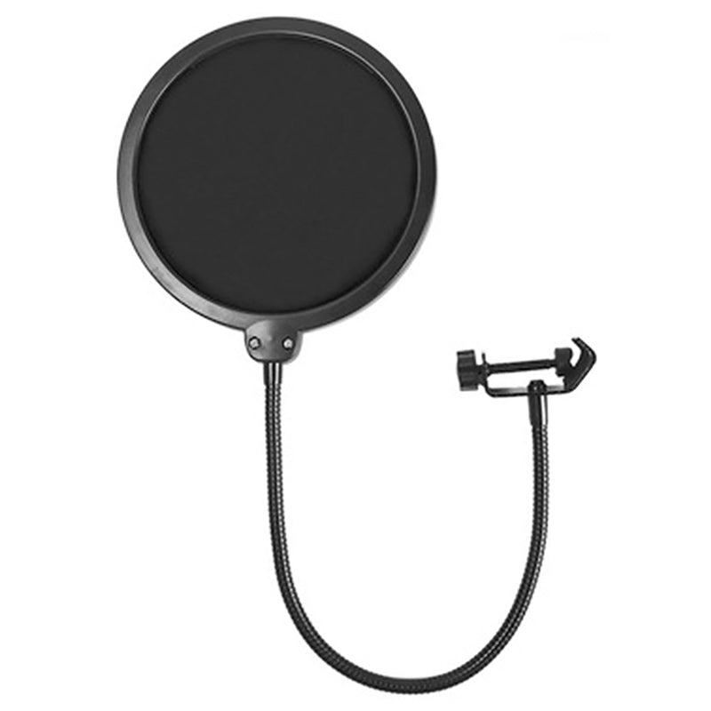 5 Core Microphone Pop Filter Dual Layered Pop Wind Screen with Enhanced Flexible Gooseneck Clip Stabilizing Arm for Vocal Recording- POP FILTER-0