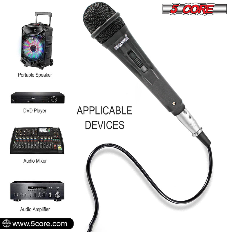 5 Core Microphone Professional Dynamic Karaoke XLR Wired Mic w ON/OFF Switch Pop Filter Cardioid Unidirectional Pickup Handheld Micrófono -PM 816-9