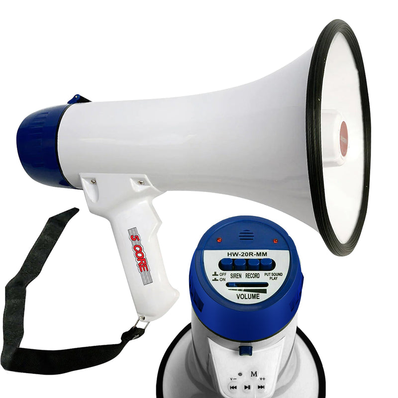 5 Core 20W Portable Megaphone Clear & Far Reaching Sound- Multi-Function with, Recording, Siren, Volume Control | Indoor & Outdoor Use for Sports, Emergency Response and More- 20R WoB-1