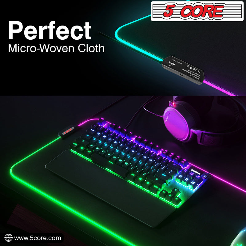 5 Core Gaming Mouse Pad RGB LED LightStandard Size with Durable Stitched Edges and Non-Slip Rubber Base Large Gaming Desk Mouse -MP 300 RGB-2