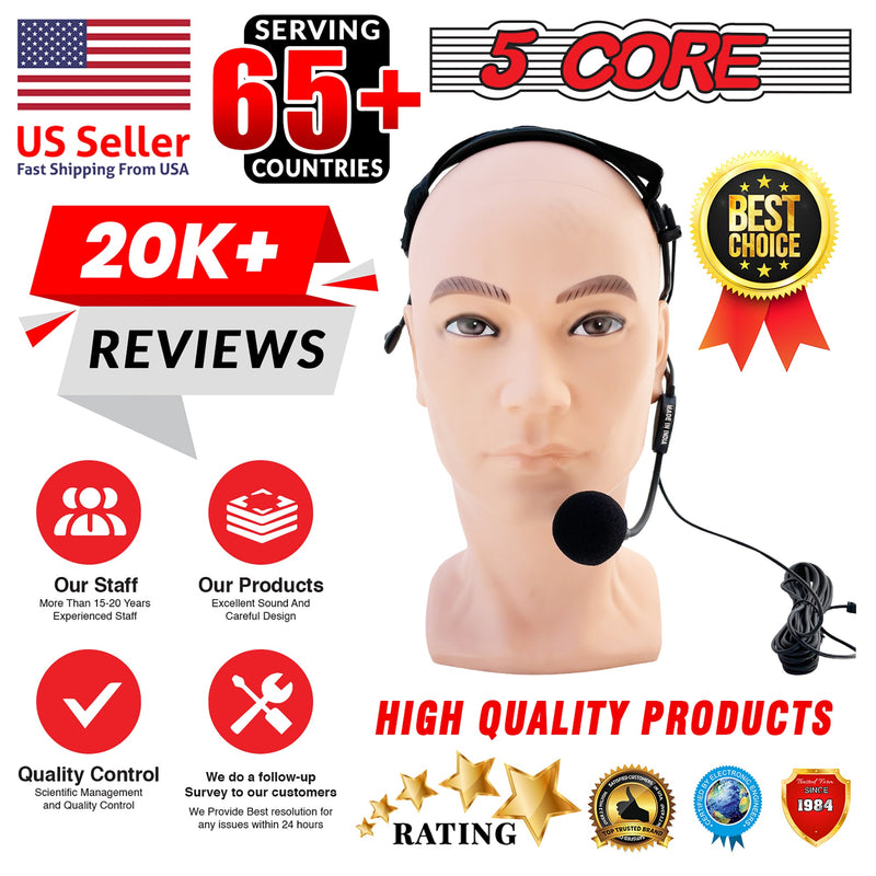 5 Core 3.5mm Head-Mounted Wired headset microphone Condenser Headworn Microphone with MIC-14