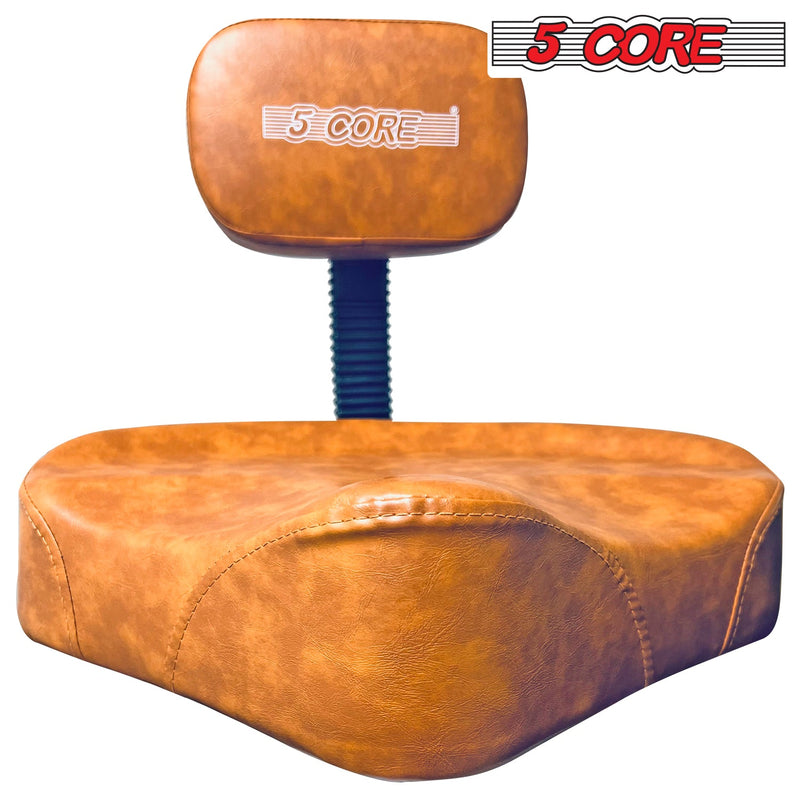 5 Core Drum Throne with Back Support Brown| Premium Height Adjustable Padded Drum Stool| Portable Drummer Throne with Anti-Slip Feet & Back rest| with two Drumsticks- DS CH BR REST-4