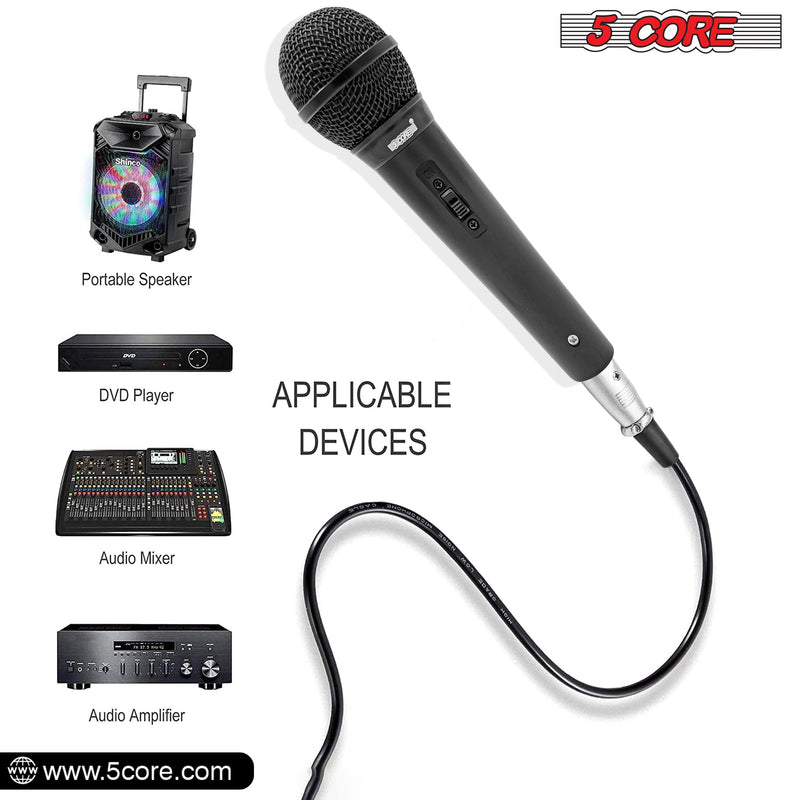 5 Core Microphone Karaoke XLR Wired Mic Professional Studio Microfonos w ON/OFF Switch Pop Filter Dynamic Cardioid Unidirectional Pickup -PM 1O1 BLK-3
