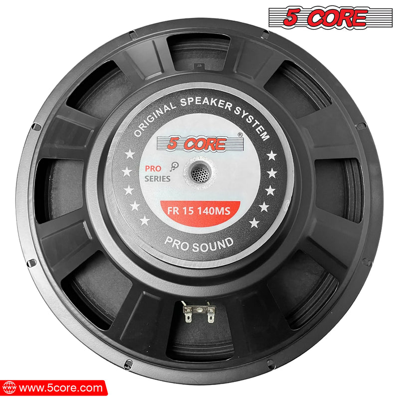 5 Core 15 Inch Subwoofer Speaker 250W RMS Full Range DJ Sub Woofer Systems 8 Ohm 60 OZ Magnet Raw Replacement Stereo Subwoofers -FR 15 140 MS-1