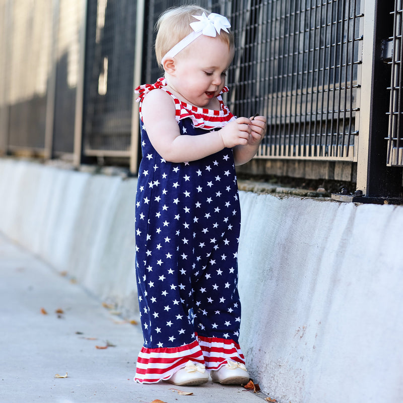 AnnLoren Star & Stripes July 4th Patriotic Baby Girls' Romper Toddler Jumpsuit-5
