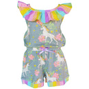 AnnLoren Little Big Girls Jumpsuit Magical Unicorn Rainbows Spring One Pc Boutique Clothing-0