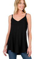 Gemma Spaghetti Strap V-Neck Flowy Tunic Tank Top-3