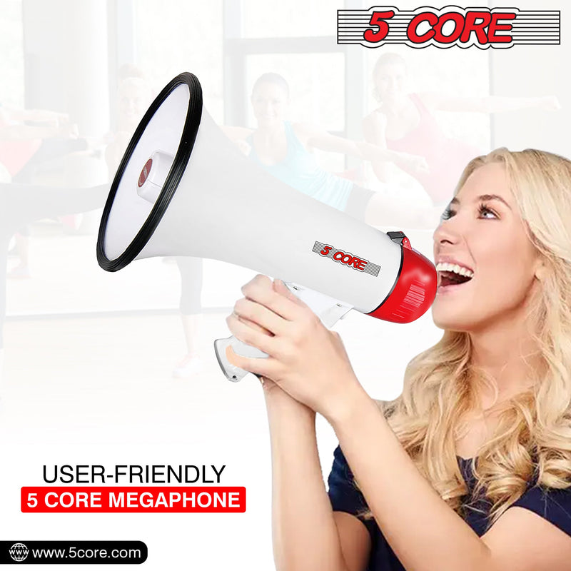5 Core 10 Watt Professional Megaphone Clear & Far Reaching Sound- Multi-Function with Siren, Volume Control | Detachable Handheld Mic | for Indoor & Outdoor Sports, Emergency Response - 20 F-6