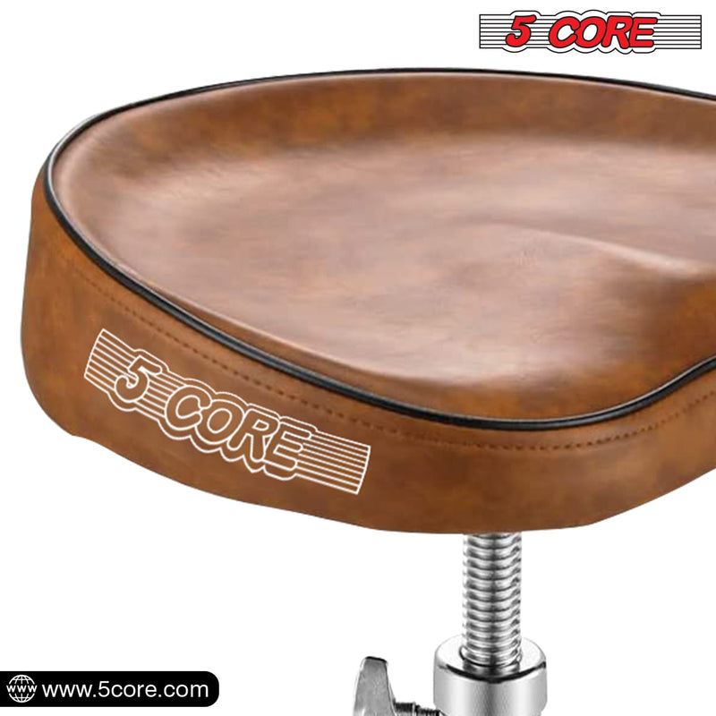 5 Core Drum Throne Thick Padded Comfortable Guitar Stool with Memory Foam Heavy Duty Adjustable Padded Keyboard Chair Metal Piano Stool Premium Musician Chair Brown - DS CH BR SDL HD-2