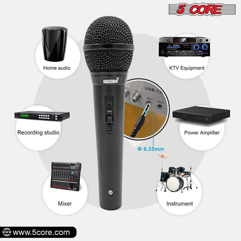 5 Core Microphone Karaoke XLR Wired Mic Professional Studio Microfonos w ON/OFF Switch Pop Filter Dynamic Cardioid Unidirectional Pickup -PM 1O1 BLK-4