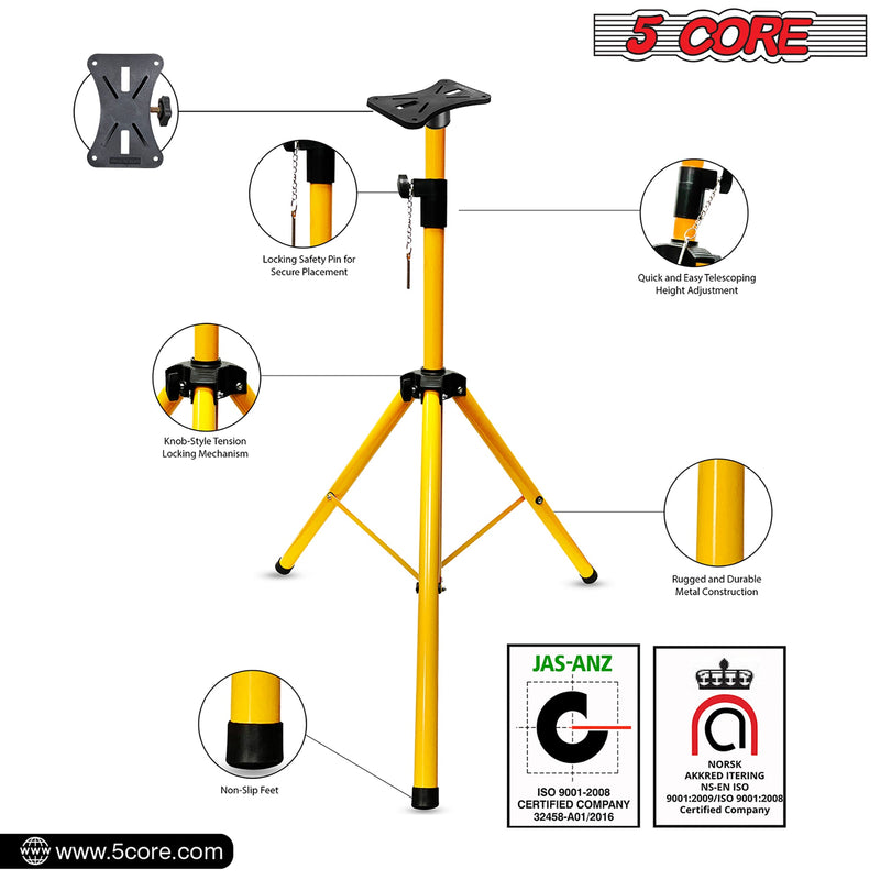 5 Core Speakers Stands 1 Piece Yellow Height Adjustable Tripod PA Monitor Holder for Large Speakers DJ Stand Para Bocinas - SS ECO 1PK RED WoB-5