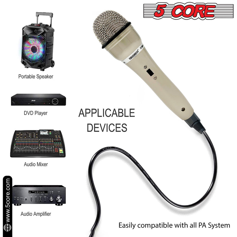 5 CORE Premium Vocal Dynamic Cardioid Handheld Microphone Neodymium Magnet Unidirectional Mic, Detachable XLR Deluxe Cable to Audio Jack, On/Off Switch for Karaoke Singing PM 301-6