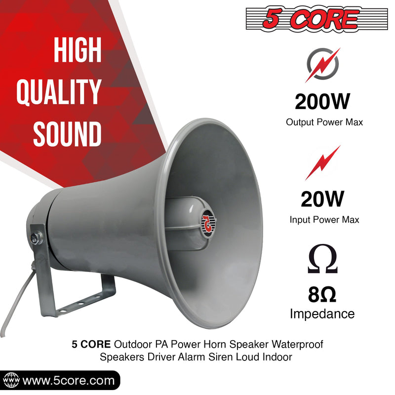 5 Core PA Speaker System Outdoor Loudspeaker System 20W Power Horns Waterproof Weatherproof 8 Ohm PA Speaker For Cb Ice Cream Truck Car -UHC 150 1Pc-16