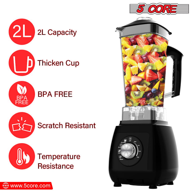 5 Core Personal Blender 68 Oz Capacity With Travel Mug Multipurpose Blender Food Processor Combo Blenders For Smoothies Juices Baby Food -JB 2000 M-6