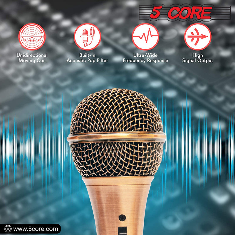 5Core Microphone Pro Neodymium Dynamic Mic XLR Audio Cardiod Karaoke w/ Mic Clip ND-959 Elantra-7