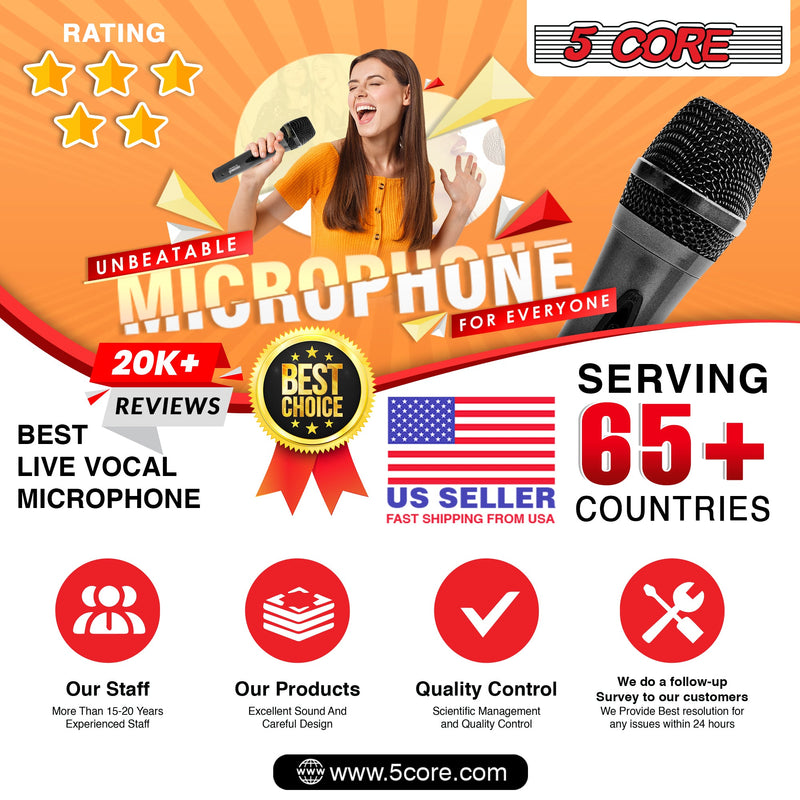 Microphone Pro Microfono Dynamic Mic XLR Audio Cardiod Vocal Karaoke 5Core PM-286-14