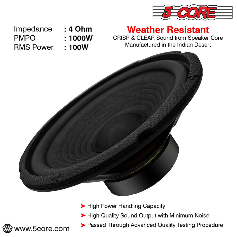 5 Core 8 Inch Subwoofers 1000W PMPO Raw Replacement Speaker 4 OHM Pro Audio Car Sub Woofer System Powerful Bass Sound Subwoofers -WF 890 DBL-1