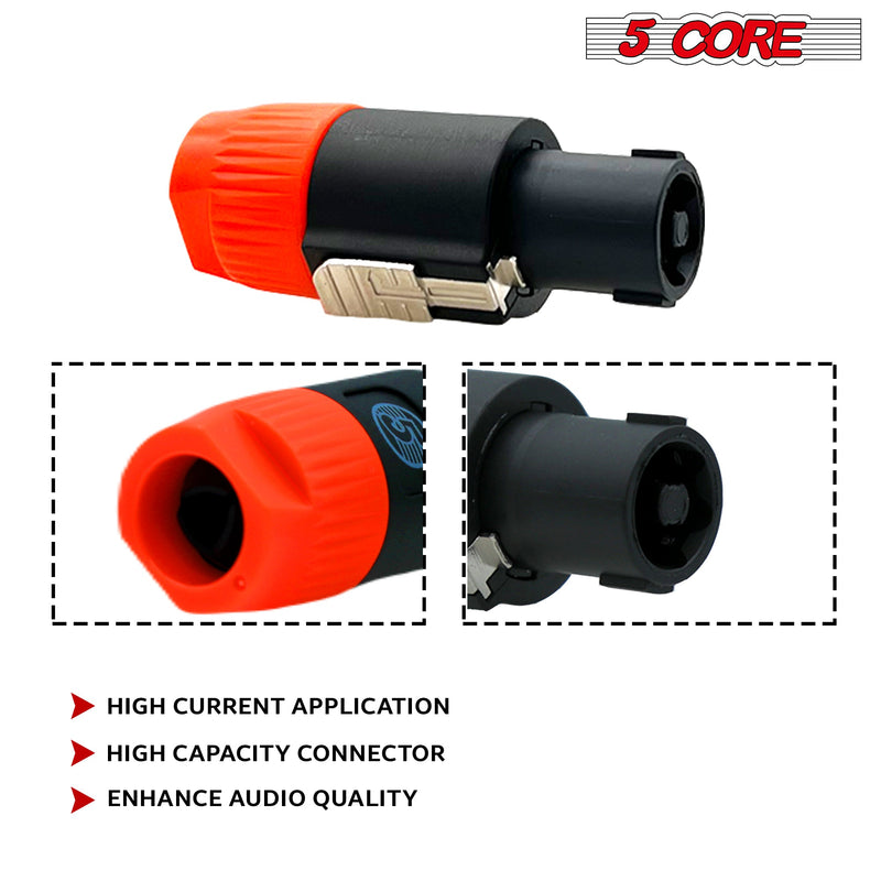 5 Core Speakon Adapter Connectors 4 Pole Plug Twist Lock | 2x Blue, 2x Green, 2x Orange 6 Pack - SPKN BGO 6PK-2