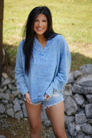 Naomi Crinkle Textured Loose Henley Top-0