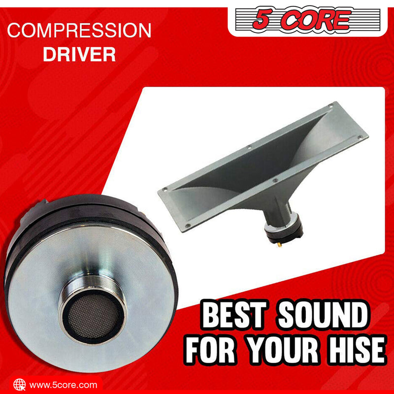 5 Core Horn Tweeter 2 Pieces Replacement Compression Driver 40W RMS Tweeter 8 Ohm Compact PA horn speakers Heavy Duty All Weather Use Audio Horn Speakers 18 T.P.I Tapping -CD 90 2PCS-13