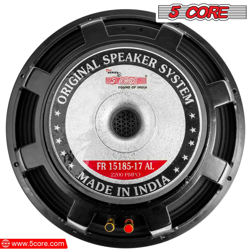 5 CORE 15 Inch Subwoofer Speaker 2200W Peak High Power Handling 350W RMS 15" Replacement 8 Ohm Pro Audio DJ Sub Woofer w/ CCAW Voice Coil Aluminum Frame 90oz Magnet - 15-185 17 AL-3