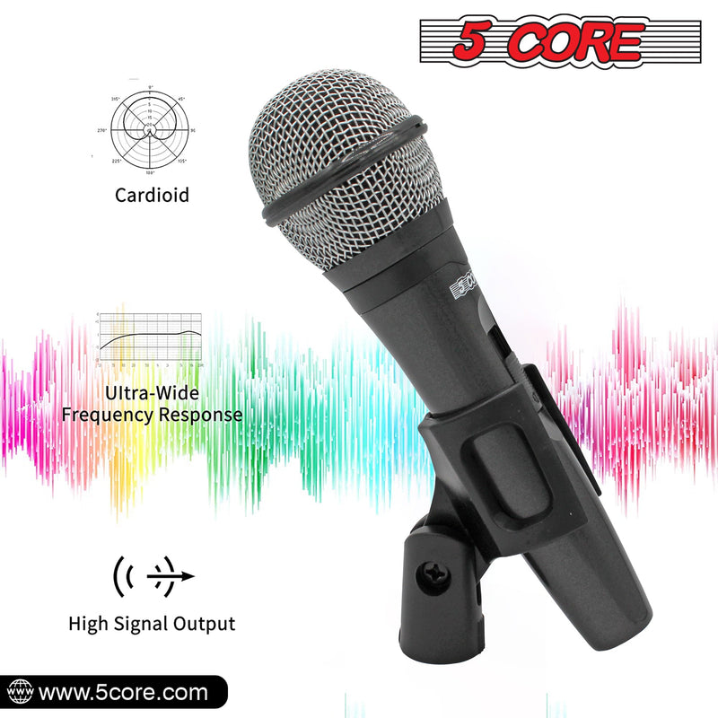 5 Core Karaoke Microphone Dynamic Vocal Handheld Mic Cardioid Unidirectional Microfono w On and Off Switch Includes XLR Audio Cable Mic Holder -PM 600-8