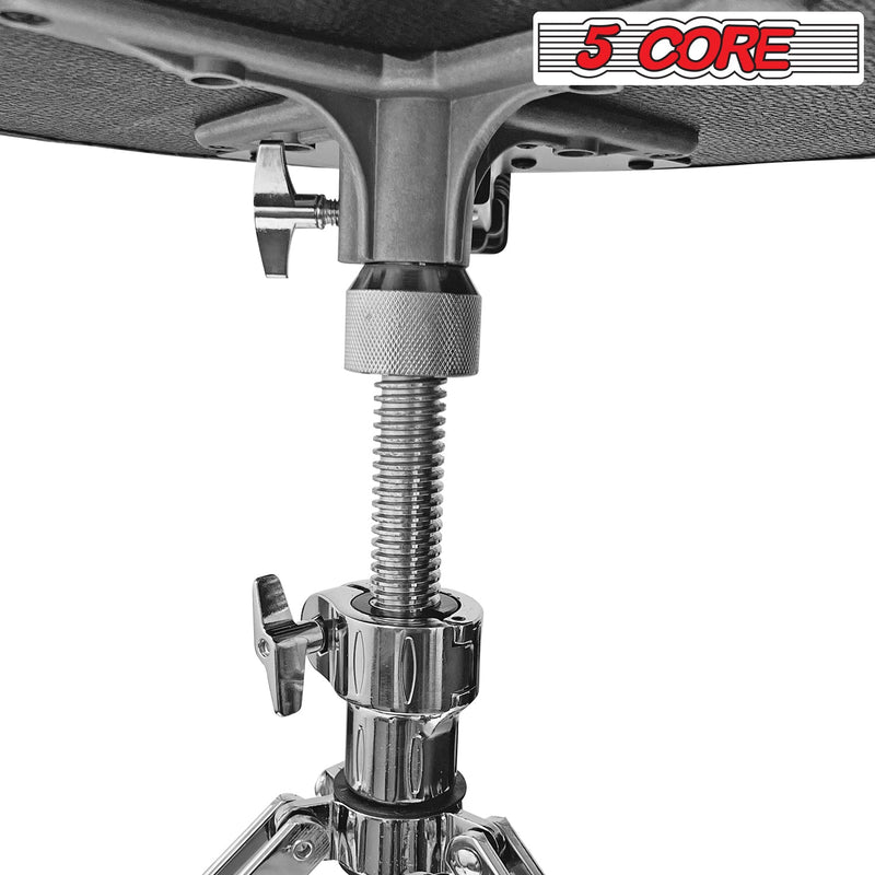 5 Core Drum Throne with Back Support Brown| Premium Height Adjustable Padded Drum Stool| Portable Drummer Throne with Anti-Slip Feet & Back rest| with two Drumsticks- DS CH BR REST-5