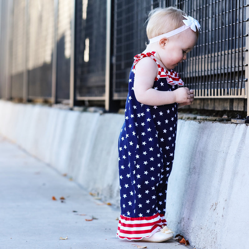 AnnLoren Star & Stripes July 4th Patriotic Baby Girls' Romper Toddler Jumpsuit-4