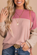 Rachel Block Long Sleeve Ribbed Loose Top-6