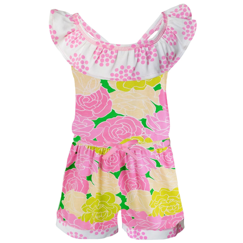 AnnLoren Girls Pink Bloom Floral Shorts Jumpsuit Summer One Piece Outfit-7