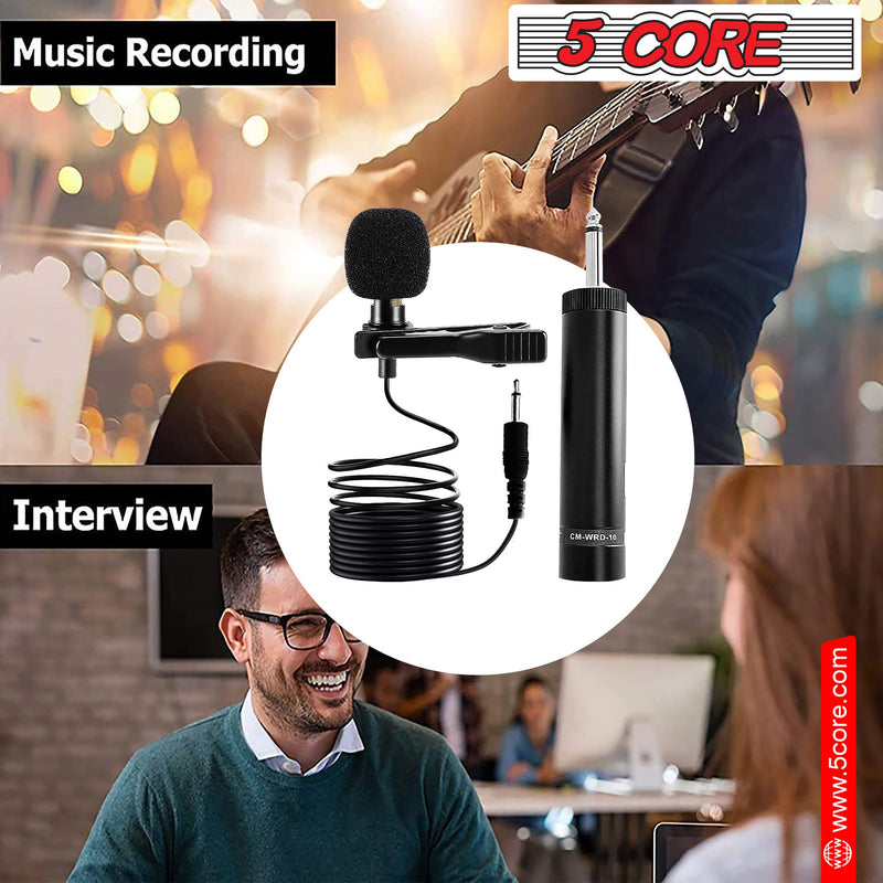 5 Core Lavalier Microphone for iPhone & Tablet External Clip On Mini Lapel Mic for Video Recording & Vlogging with 3.5mm Connector -MIC WRD 10-8