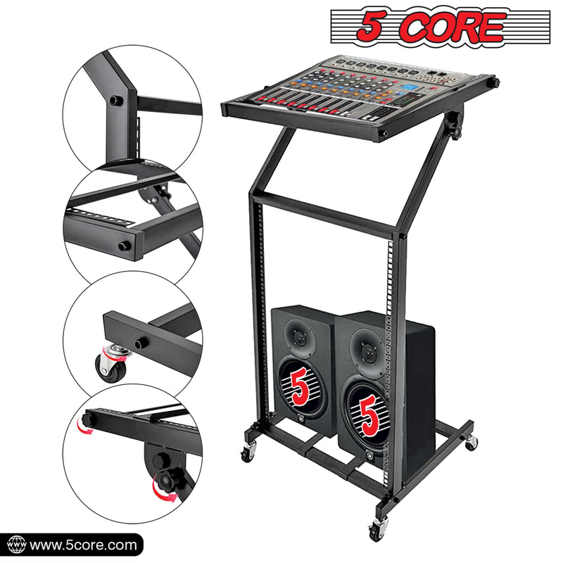 5 Core Audio Rack Black DJ Controller Mixer Stand Adjustable Recording Studio Racks Heavy Duty Amplifier Rackmount Portale DJ Cart - RACK STAND 16U-7