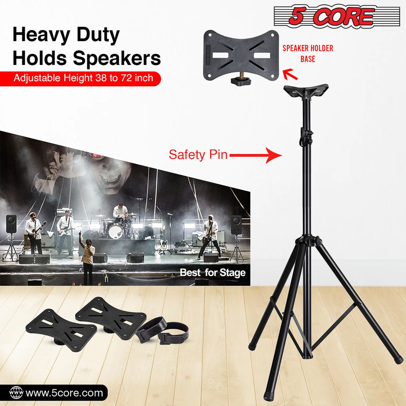 5 Core Speakers Stands 1 Piece Black Height Adjustable Tripod PA Monitor Holder for Large Speakers DJ Stand Para Bocinas - SS ECO 1PK BLK WoB-11