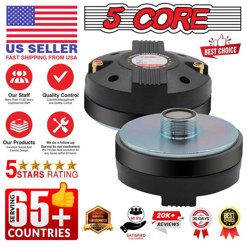 5 Core Horn Tweeter Replacement Compression Driver 110W RMS Tweeter 8 Ohm Compact PA horn Speakers All Weather Horn Speakers 18 T.P.I Tapping -CD 110-14