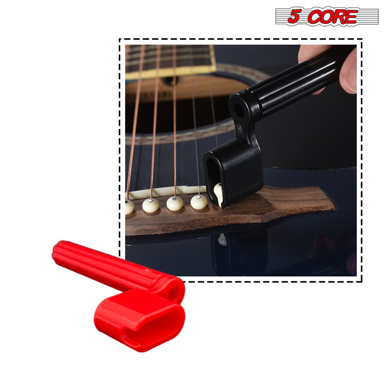 5 Core Guitar String Winder Red Six pieces| Professional Guitar Peg Winder with Bridge Pin Remover- SW S RED 6PCS-5