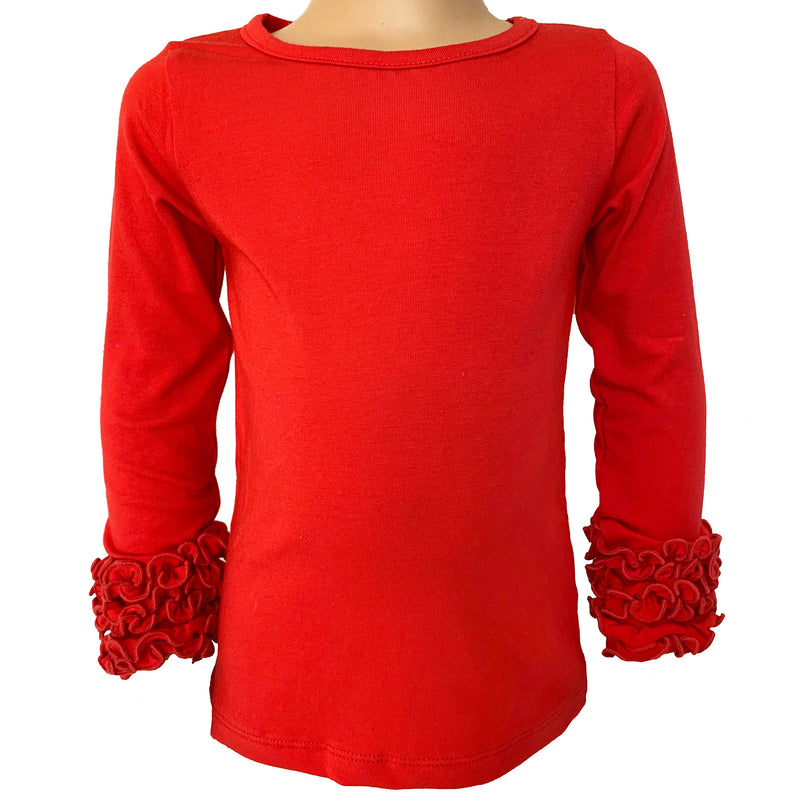 AnnLoren Baby Big Girls Boutique Long Sleeve Red Ruffle Layering T-shirt-0