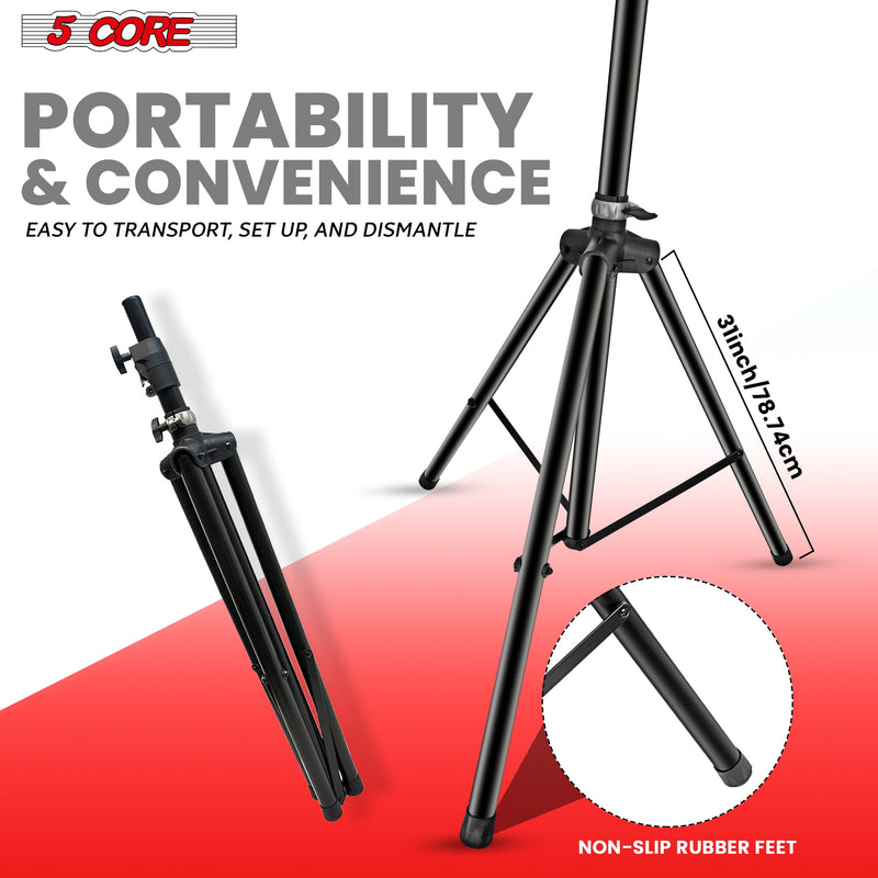 5 Core Air Cushion Speaker Stand Heavy Duty Tripod Hydraulic Speakers Stands Pole Air Powered Raising and Lowering Easy Height Adjustable Universal Studio Monitor Holder -SSHD HYD AIR BLK-4