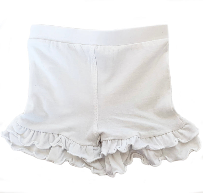 AnnLoren Baby Girls White Ruffle Butt Shorts 6/12 mo-2/3T-6