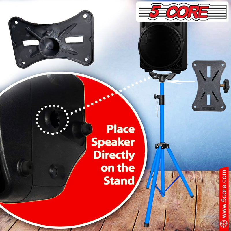 5 Core Speakers Stand Sky Blue Height Adjustable Tripod PA Studio Monitor Holder for Large Speakers DJ Stand Para Bocinas - SS ECO 1PK SKY BLU WoB-6