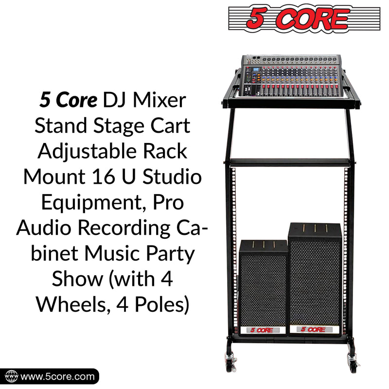5 Core Audio Rack Black DJ Controller Mixer Stand Adjustable Recording Studio Racks Heavy Duty Amplifier Rackmount Portale DJ Cart - RACK STAND 16U-3