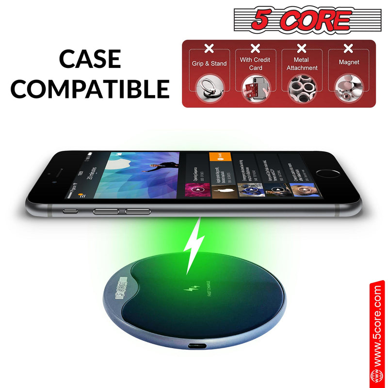 5 Core Wireless Charger Charging Station Fast QI Charging Pad w Upgraded Coil Case Friendly Samsung iPhone AirPod Fast Charging Station -CDKW01 MG 2PK-5