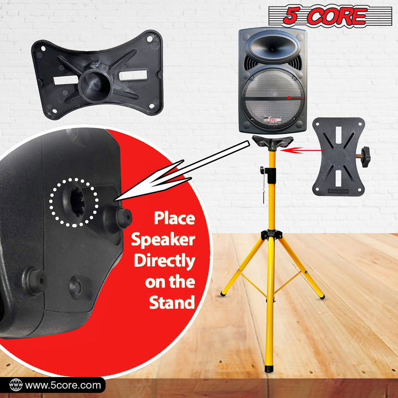 5 Core Speakers Stands 1 Piece Yellow Heavy Duty Height Adjustable Tripod PA Speaker Stand For Large Speakers DJ Stand Para Bocinas Includes Carry Bag- SS HD 1 PK YLW BAG-6